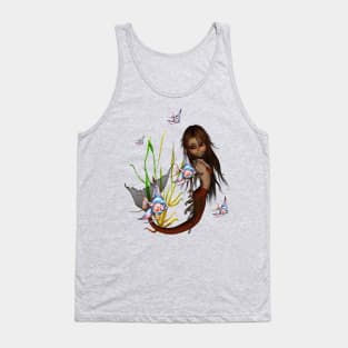 Sweet little mermaid with fantasy fish Tank Top